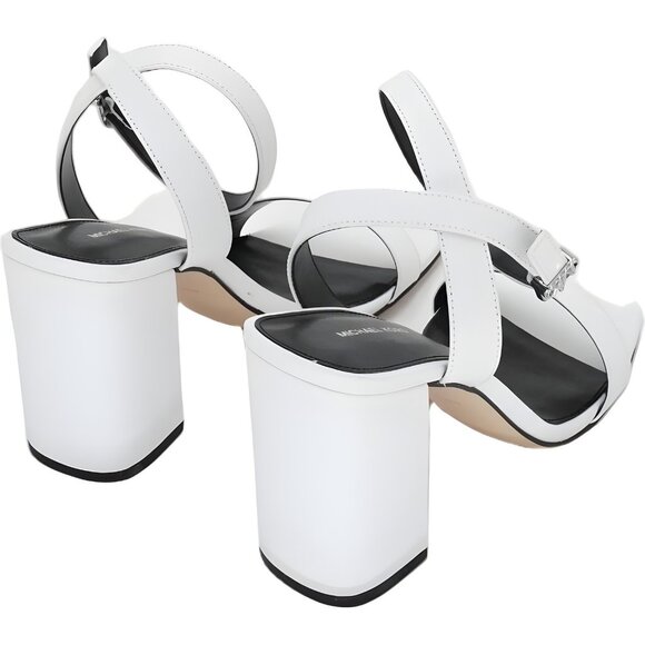 Michael Kors Merriam ankle-strap block heel sandals Optic White US 9M - Picture 3 of 6